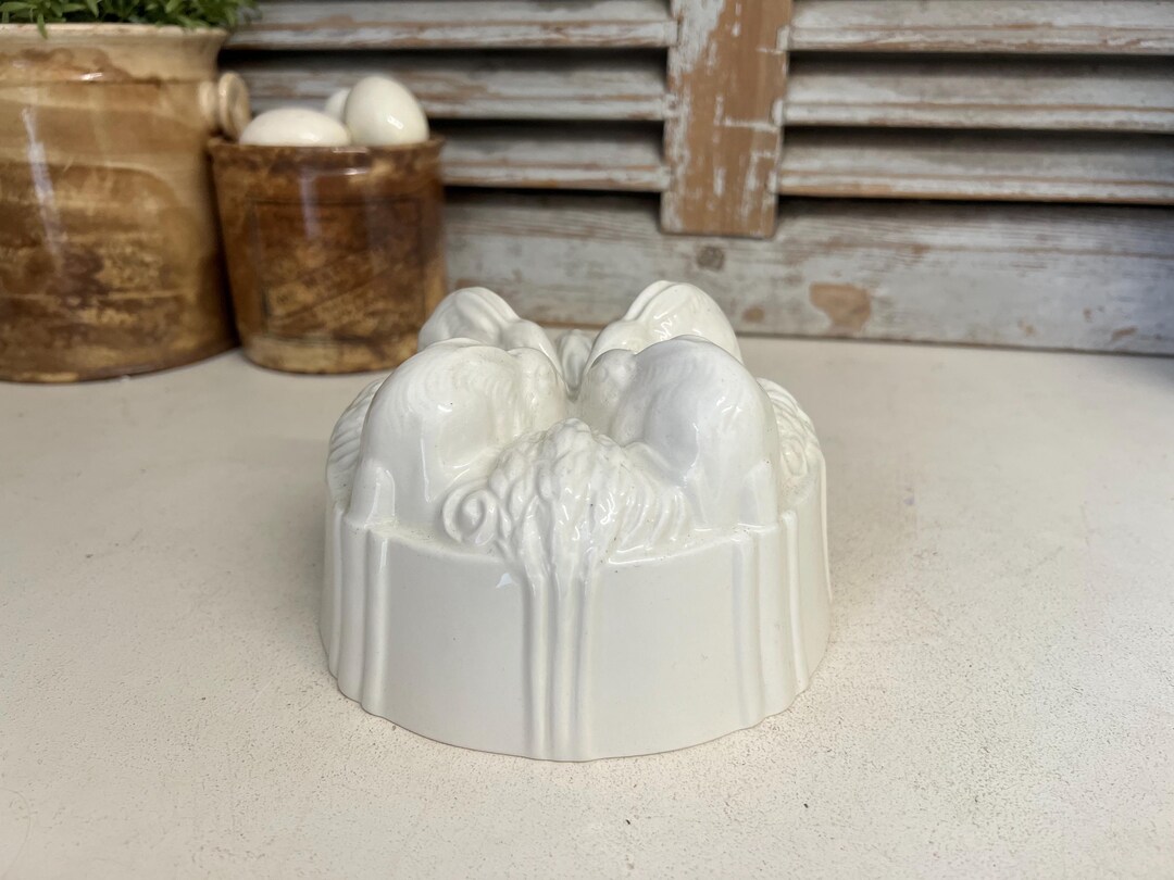 Vintage Ironstone Jelly Mould - England Burleigh Rabbit Jelly Mould ...