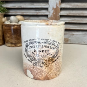 Antieke James Keiller Dundee-marmeladepot van 3 lb - Ironstone-marmeladepot REPAIRED