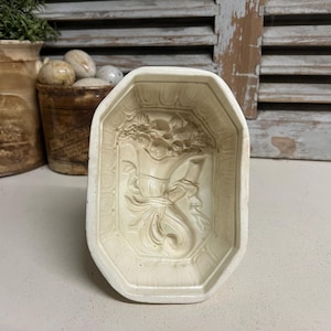 Antique ironstone fruit basket jelly mould - antique jelly mold - Victorian jelly mould