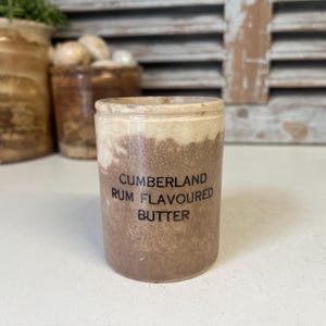 1x Vintage Cumberland brandy butter pot - antique ironstone butter crock cylinder