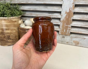 Brown antique stoneware cream pot Western Countries Creameries Aplin Barrett Lts