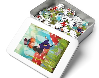 The Hatter Puzzle Original Artwork by Jessica von Braun - Matching tin box - Jigsaw Puzzle (30, 110, 252, 500,1000)