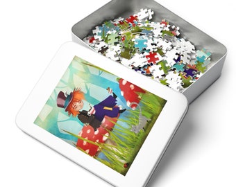 The Hatter Puzzle Original Artwork by Jessica von Braun - Matching tin box - Jigsaw Puzzle (30, 110, 252, 500,1000)
