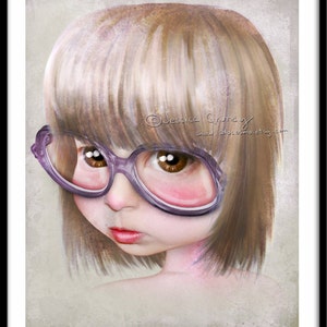 Fine Art Print Imperfect Portrait of the Artist as a Child 8.5x11 / 11x17 Print of Little Girl With Glasses Nerdy Girl Big Eye Art image 3