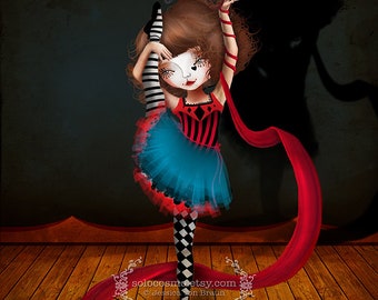 Fine Giclee Art Print - 'Virevoltant' - Gymnastics Ribbons Girl - 8x10, 8.5x11 , 11x17 - Giclee Print of Jessica von Braun Art