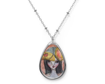 Juneau Dreams - Oval Necklace - Pendant - Art by Jessica von Braun - Silver chain - Mommy and Me Artwork necklace