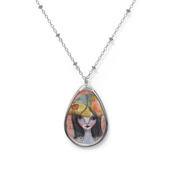 Juneau Dreams Oval Necklace Pendant Art by Jessica Von Braun