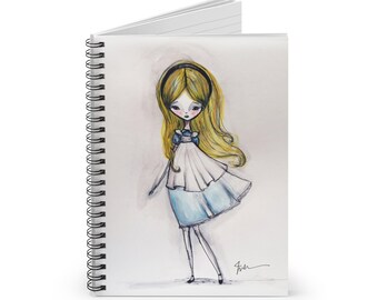 Alice in Wonderland - Watercolor Art - Journal - Art by Jessica von Braun - Spiral Notebook - Ruled Line
