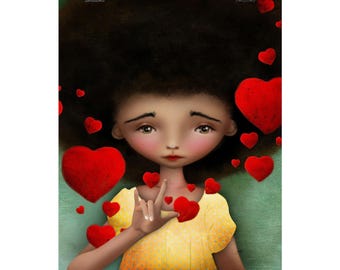 Gesture - ASL - Poster - Matte Vertical Posters - Multi Sized - Premium Whimsical Fine Art Print - Jessica von Braun - Solocosmo Art