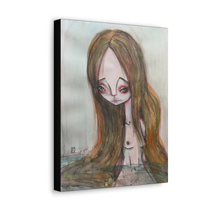 Mermaid Canvas Print Gallery Wrap Canvas Lowbrow Fine Art print by Jessica von Braun Watercolor Siren Art image 9