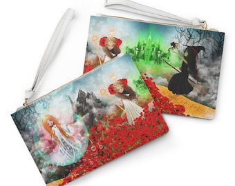 Wizard of Oz - Double Sided Clutch - Ozma, Glinda, Elphaba (Wicked Witch of the West) - Art bag by Jessica von Braun - Vegan bag - Money Bag