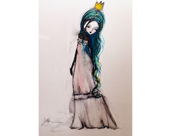 Pink Princess - Poster - Matte Vertical Posters - Multi Sized - Fine Art Print - Jessica von Braun - Fairy Tale Art