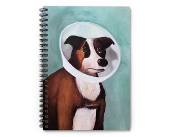 Dog Wearing a cone Journal - Art by Jessica von Braun - Spiral Notebook - Ruled Line - From the film Amelie