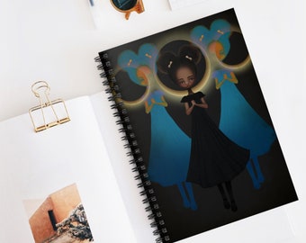 Kindness Journal - Art by Jessica von Braun - Spiral Notebook - Ruled Line - Little Girl - Emotions Series Art - Celestial Child