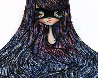 ACEO/ATC Mini Fine Art Print "Nadia" Artist Trading Card 2.5x3.5 - Jessica Grundy Illustration