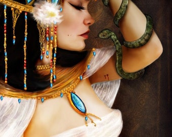 Cleopatra and the Serpent  8x10 or 8.5x11 or 11x17 Medium Sized Giclee Premium Fine Art Print