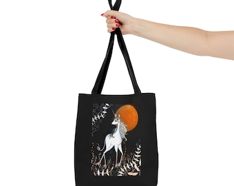 The Last Unicorn Tote Bag - Art by Jessica von Braun - Golden Moon Unicorn Art - Cute Artwork