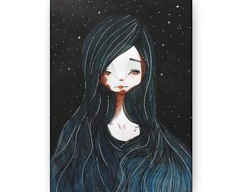 Mary Canvas Print - Gallery Wrap Canvas print - Lowbrow Fine Art print by Jessica von Braun - Watercolor Vampire Girl Art