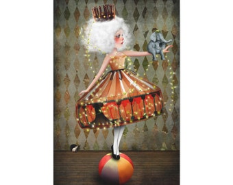 Carnivale Gallery Wrap Canvas print - Fine Art print by Jessica von Braun - Pop Lowbrow Art - Professional Canvas Art - Circus Art Print