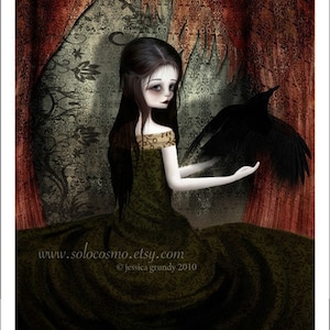 5x7 Premium Art Print Lenore Small Size Giclee Print Lowbrow Art Edgar Allen Poe The Raven Dark Story image 1