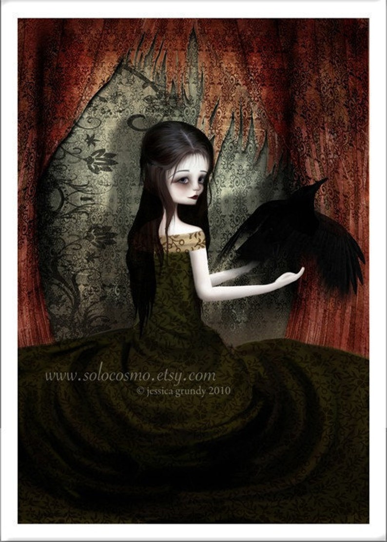 5x7 Premium Art Print Lenore Small Size Giclee Print Lowbrow Art Edgar Allen Poe The Raven Dark Story image 1