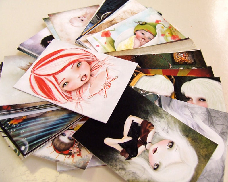 2.5x3.5 Girl and Baby Chick /'Chicken/' Artists Trading Card Mini Print ACEO ATC