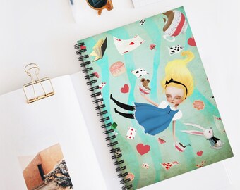 Alice Falling Journal - Art by Jessica von Braun - Spiral Notebook - Ruled Line