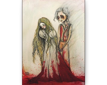 Crimson Peak Canvas Print - Gallery Wrap Canvas print - Lowbrow Fine Art print by Jessica von Braun - Watercolor Art Print