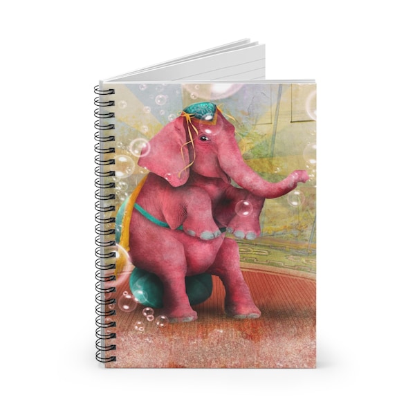 Beatriz the Pink Elephant Journal - Art by Jessica von Braun - Spiral Notebook - Ruled Line