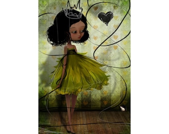 Little Princess - Poster - Matte Vertical Posters - Multi Sized - Fine Art Print - Jessica von Braun - Green Princess Girl