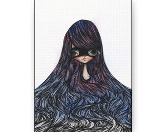 Nadia Canvas Print - Gallery Wrap Canvas print - Lowbrow Fine Art print - Jessica von Braun - Long Haired Super Hero Girl Art
