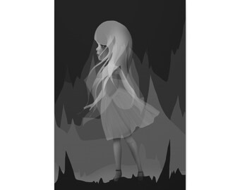 Invisible Girl Canvas Print - Gallery Wrap Canvas print - Fine Art print by Jessica von Braun - Pop Lowbrow Art - Black White and Greyscale