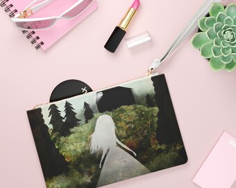 Home - Samurai Comic Book Girl - Art bag by Jessica von Braun - Vegan bag - Money Bag - Change Purse - Little Ghost Girl