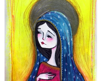 5x7 Premium Art Print "Our Lady of Guadalupe" Small Size Giclee Print of Original Artwork by Jessica von Braun - Religious Art