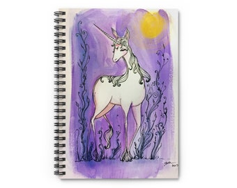 The Last Unicorn Journal - Art by Jessica von Braun - Spiral Notebook - Ruled Line - The Unicorn Lived in a Lilac Wood