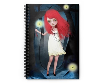 Firefly Journal - Art by Jessica von Braun - Spiral Notebook - Ruled Line - Little Girl with Pink hair and jump rope