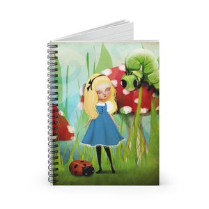 Alice and the Caterpillar Journal - Kunst door Jessica von Braun - Spiral Notebook - Ruled Line