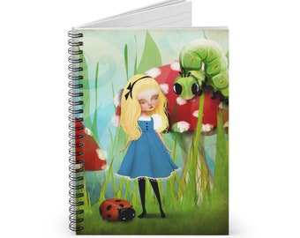 Alice and the Caterpillar Journal - Art by Jessica von Braun - Spiral Notebook - Ruled Line