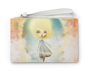 Golden Days  Clutch - Art bag by Jessica von Braun - Vegan bag - Money Bag - Change Purse - Little Celestial Girl