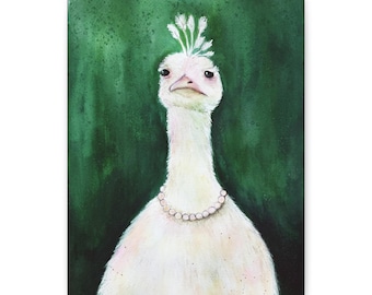 Amelie Film Inspired Peacock Canvas Print - Gallery Wrap Canvas - Lowbrow Fine Art print by Jessica von Braun - Watercolor Reproduction Art