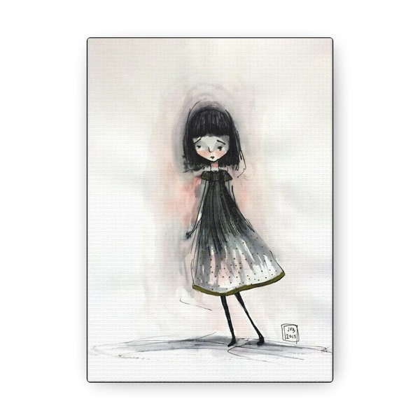 Cat Canvas Print - Gallery Wrap Canvas print - Lowbrow Fine Art print by Jessica von Braun - Creepy Cute Dark Art Watercolor Artwork Print