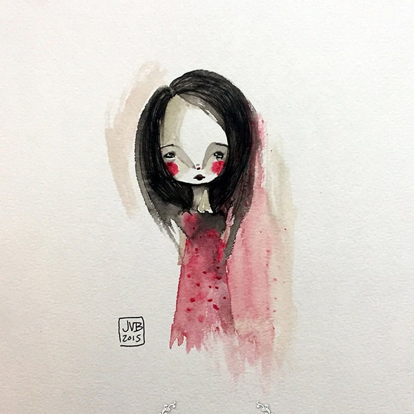 Medium sized art print - 'Catherine' - Multiple sized art prints - Watercolor art by Jessica von Braun - Lowbrow Art