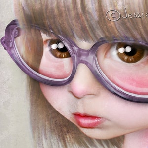 Fine Art Print Imperfect Portrait of the Artist as a Child 8.5x11 / 11x17 Print of Little Girl With Glasses Nerdy Girl Big Eye Art image 2