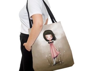 Hazel Tote Bag - By Jessica von Braun - Three Sizes - Little Girl in a pink dress with white flowers
