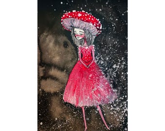 Poisonous - Poster - Matte Vertical Posters - Multi Sized - Fine Art Print - Jessica von Braun - Mushroom Girl