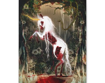 SIGNED - ONE LEFT - Dark Unicorn - Fantasy Gallery Wrap Canvas print - Fine Art print by Jessica von Braun - Pop Lowbrow Art - Canvas