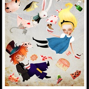 Fine Art Print Alice and the Hatter Medium to Large prints Premium Giclee Print of Original Artwork Jessica von Braun Wonderland image 4