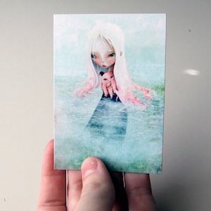 ACEO ATC Artist Trading Card Mini Print A Friend for the Journey Small Fine Art Print 2.5x3.5 image 1