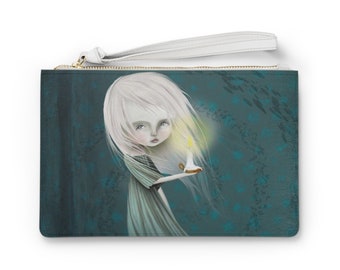 Haunt Clutch Bag - Samurai Comic Book Girl - Art bag by Jessica von Braun - Vegan bag - Money Bag - Change Purse