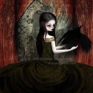 Fine Art Print "Lenore" Medium Size 8.5x11 or 8x10 or 11x17  Premium Giclee Print of Edgar Allen Poe The Raven - Dark Art Solocosmo